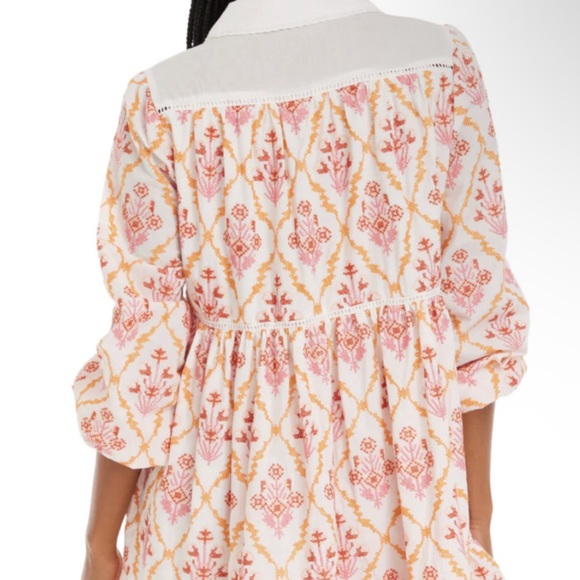 NWT Allison New York Millie Dress, pink and orange cross stitch, small - Picture 5 of 8